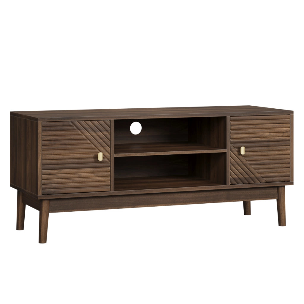 Mobile TV 110 x 40 x 48 cm noce, MDF con ante a griglia e passacavi