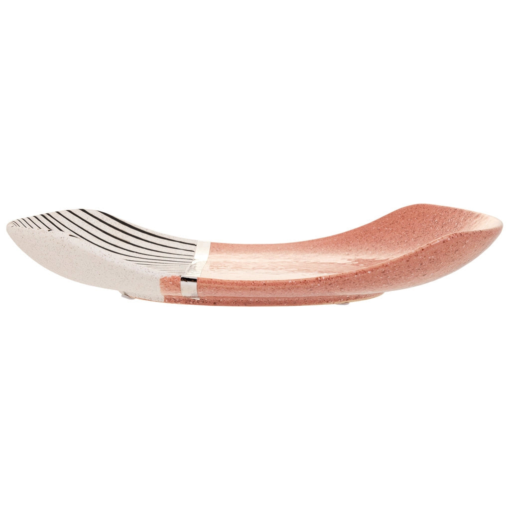 Centrotavola in ceramica rosa 32x23x4,5h