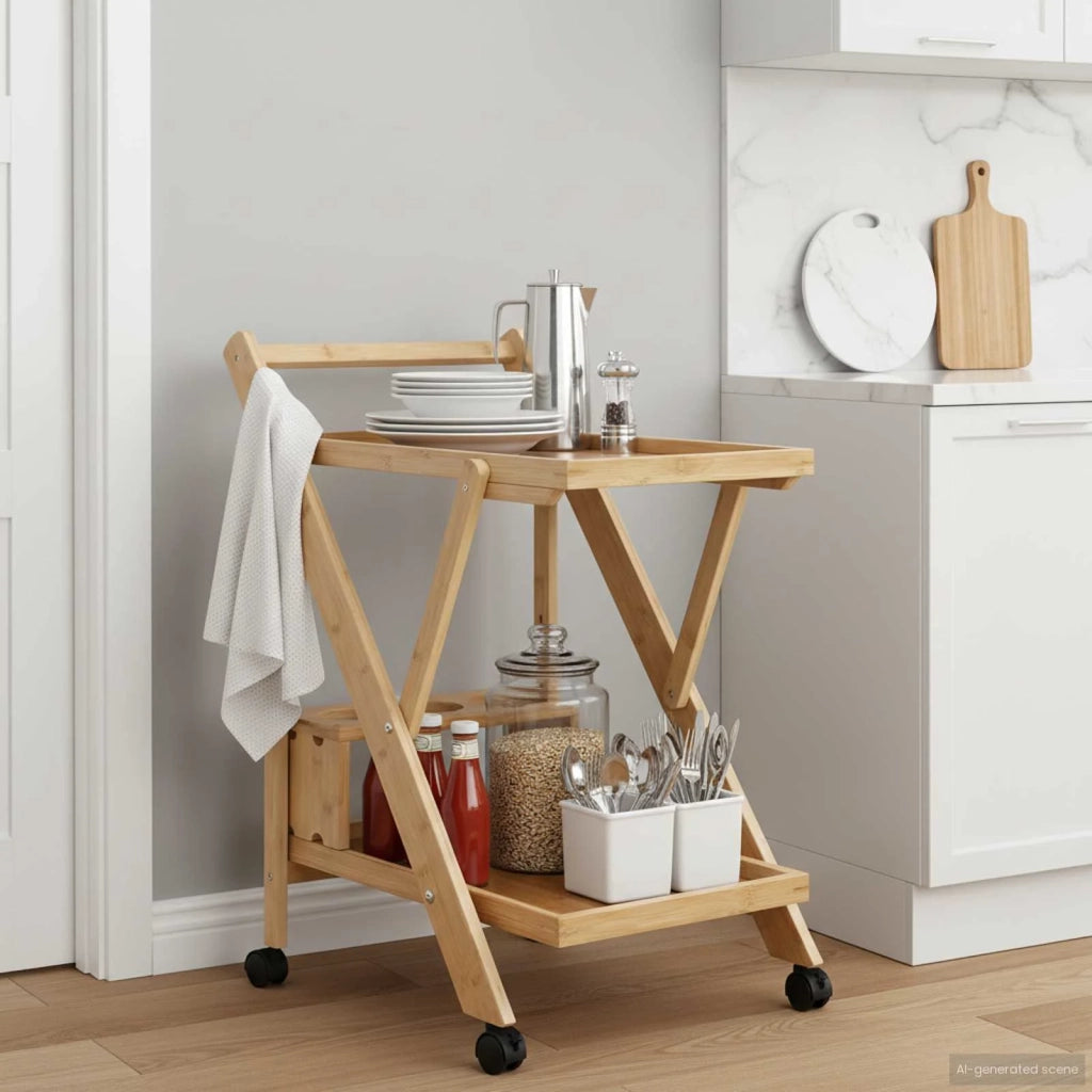 Carrello da Cucina con Ruote Marrone Chiaro 65 x 40,5 x 76,5 cm 42028291