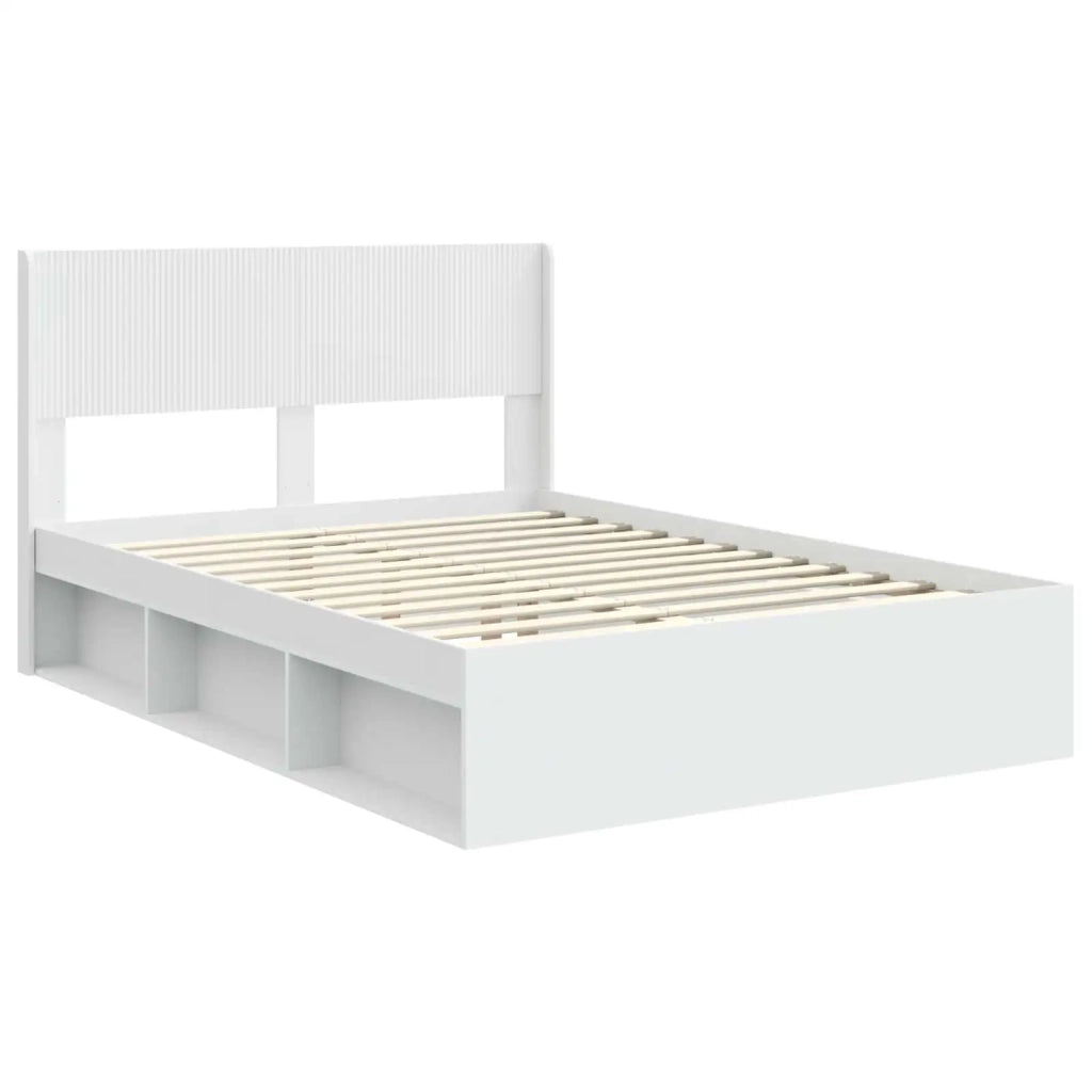 Struttura del letto con stoccaggio e testata Bianco 3414211