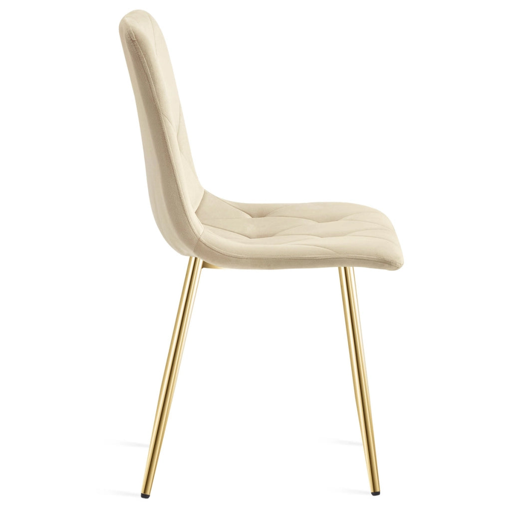 Set di 2 sedie Libra in velluto beige e gambe oro