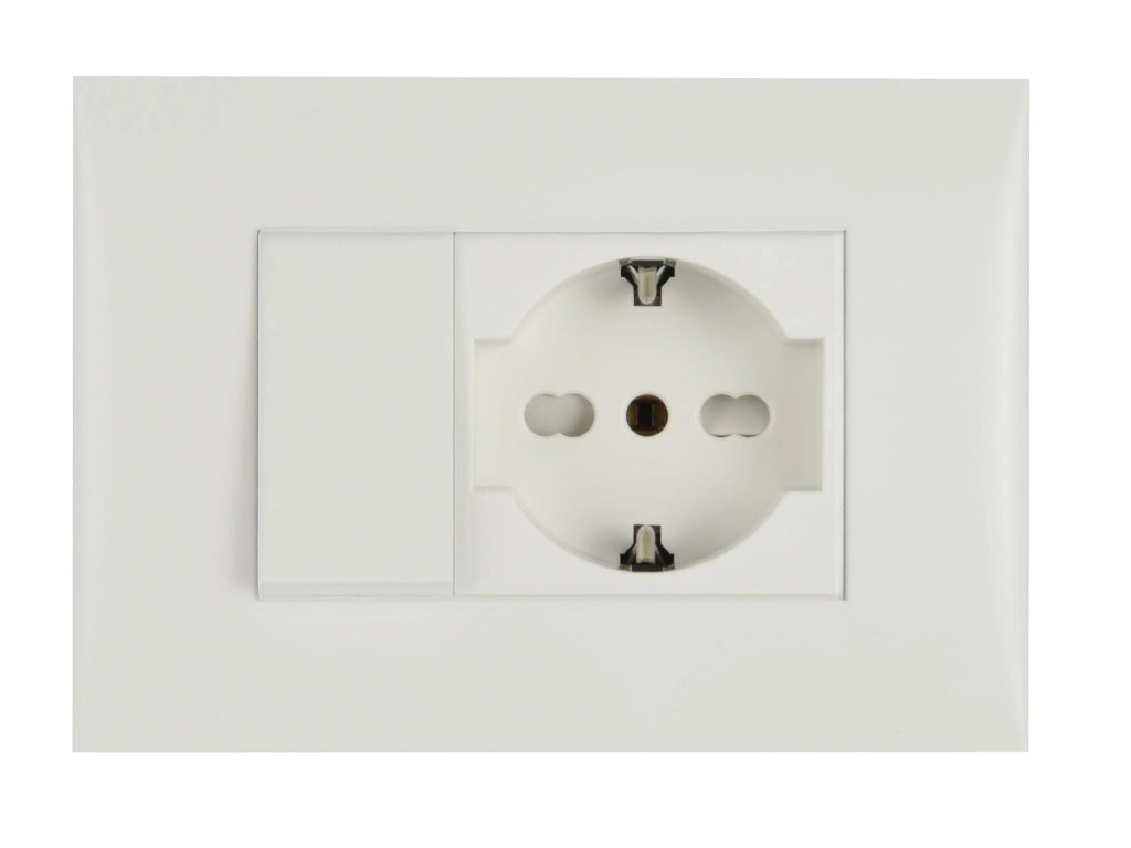 Kit Presa Bivalente Italiana Tedesca con Supporto e Placca Electraline