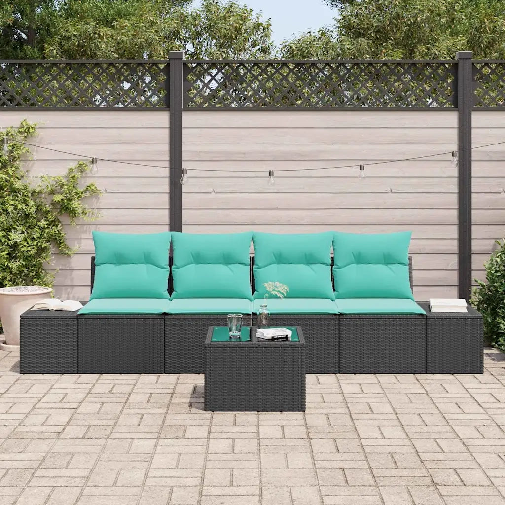 Set di divani 5 pz Nero polyrattan 3346936