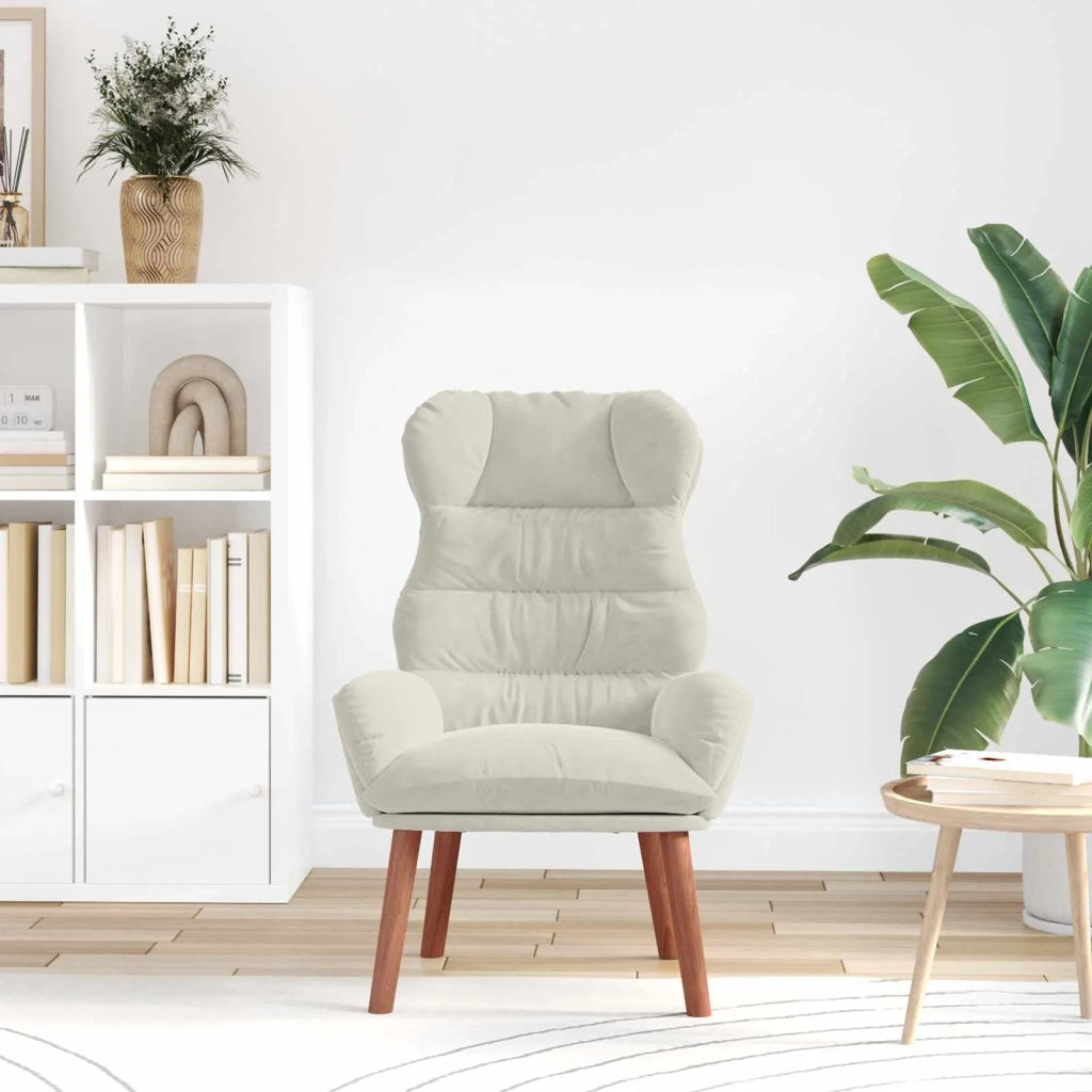 Poltrona | Sedia Relax Crema 69 x 74 x 93 cm Velluto