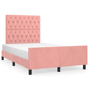 Letto matrimoniale | Letto per adulti | Giroletto con Testiera Rosa 120x200 cm in Velluto