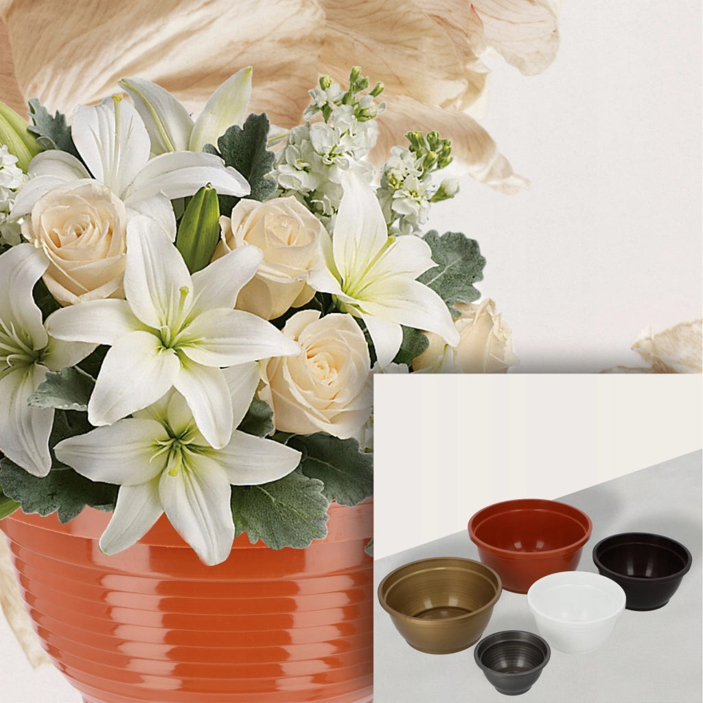 Vaso da fiori KADAX per cimitero, in plastica, per lapidi, con crisantemi, 22 cm.
