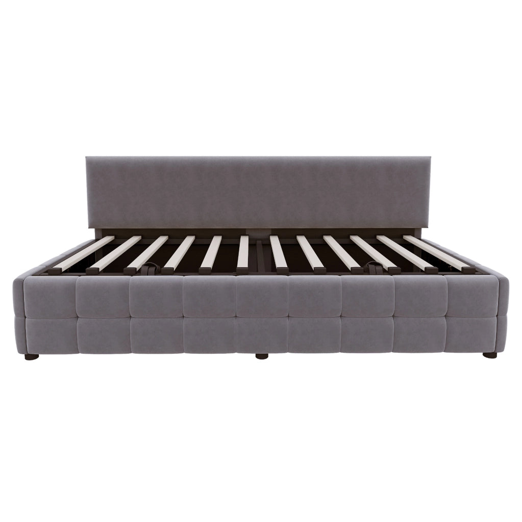 Letto singolo imbottito 90x200 cm con contenitore idraulico, velluto grigio scuro