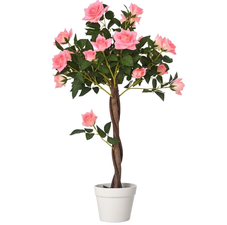 Pianta artificiale di camelia 90 cm rosa in plastica con vaso stabile