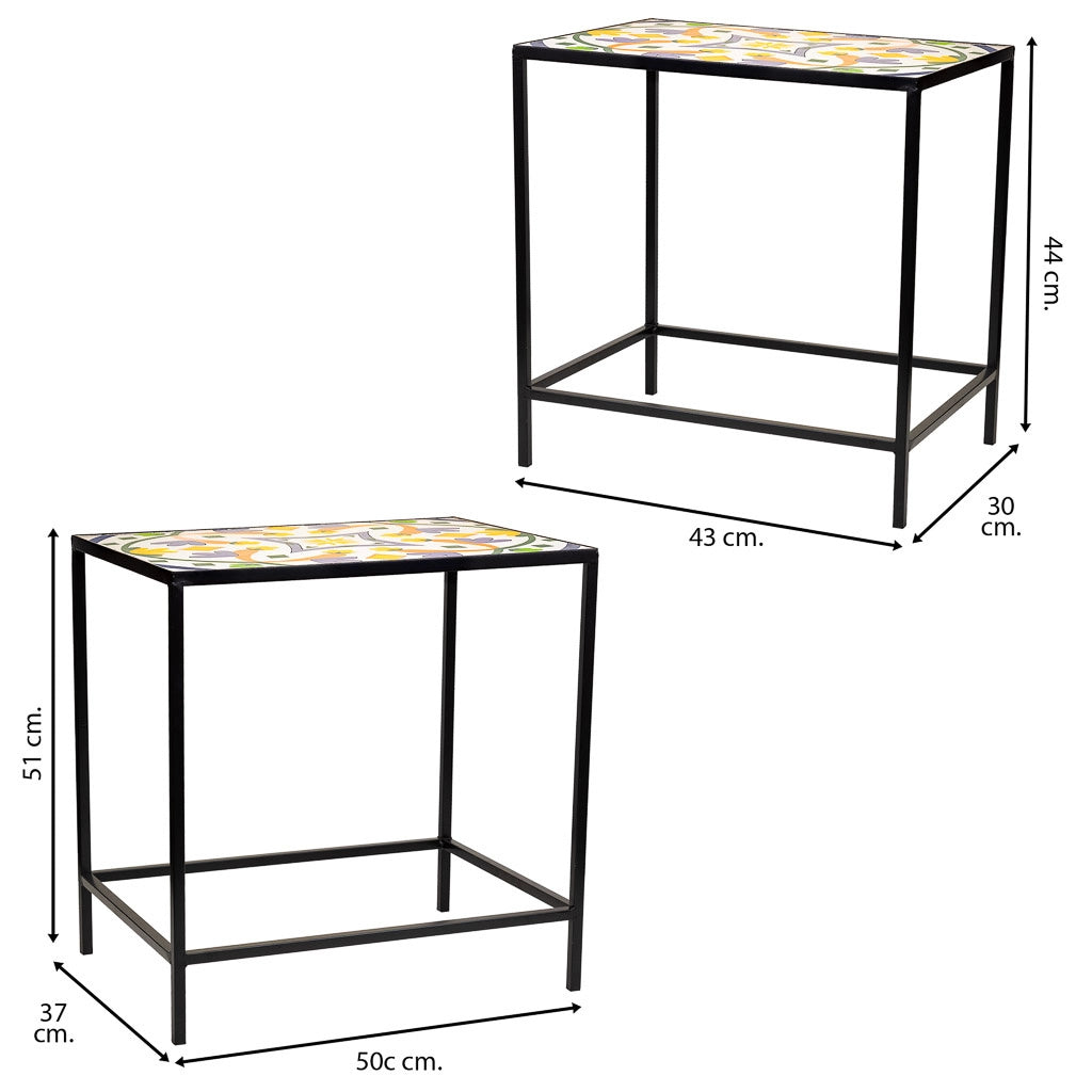 Set di 2 supporti in mosaico nero e metallo