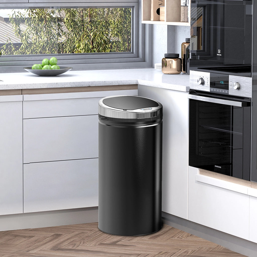 Pattumiera automatica con sensore 42 l in acciaio nero con secchio interno rimovibile per cucina e ufficio