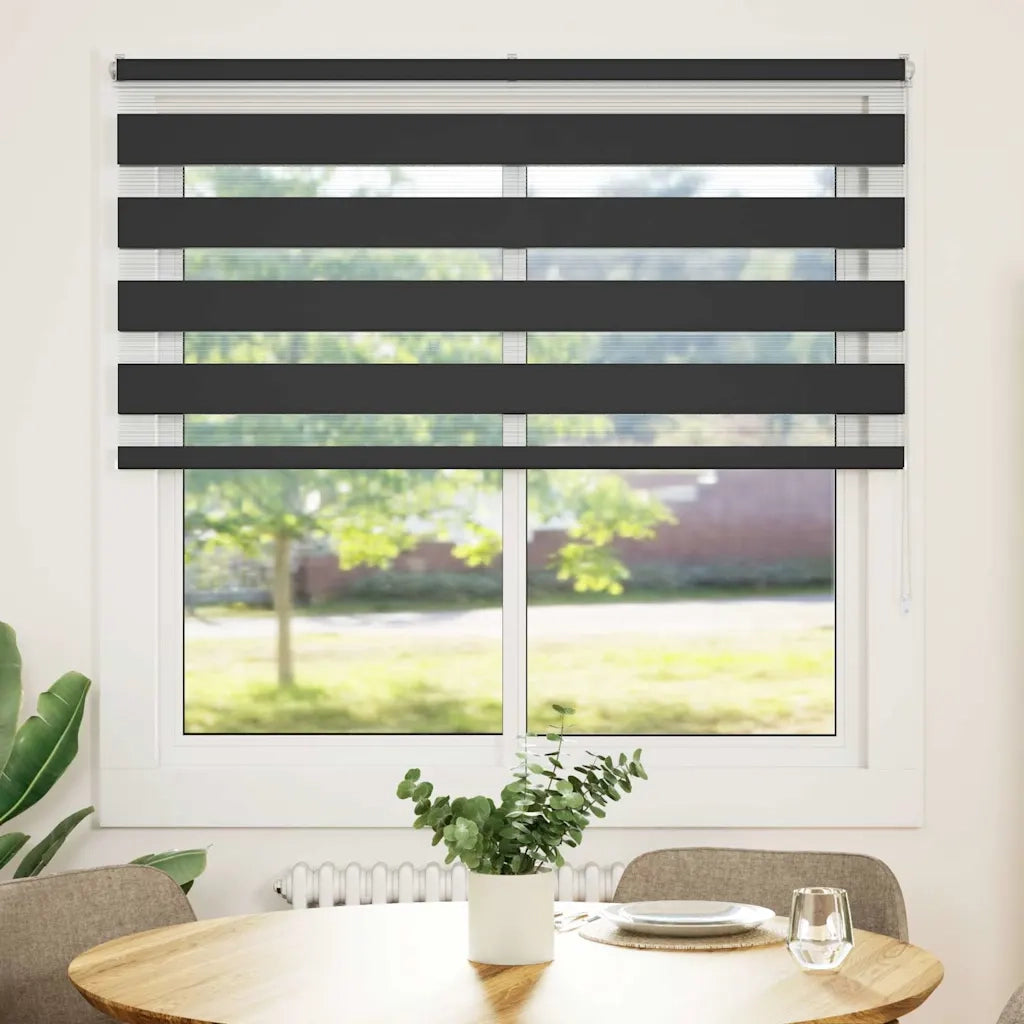 Tenda a Rullo Zebra Nero-Tenda avvolgibile Larghezza Tessuto 140,9 cm Poliestere 721620