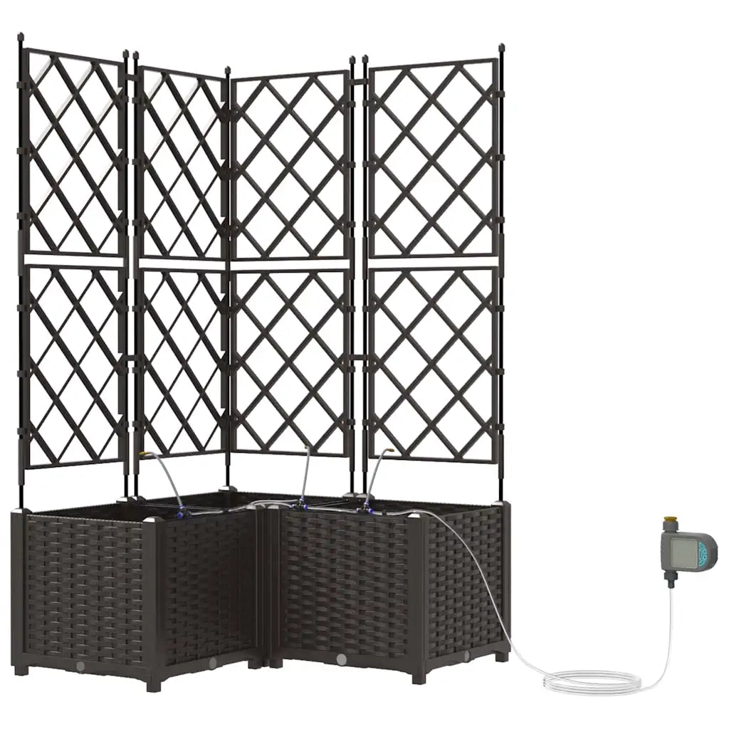Fioriere | Cassetta per fiori | Vaso da giardino 3 pz Marrone 80 x 80 x 142 cm Plastica