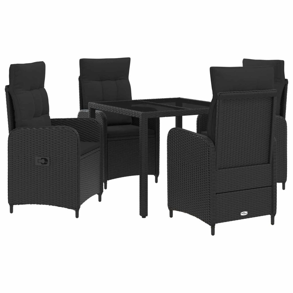Set da pranzo per esterni 5 pz Nero polyrattan 3422293