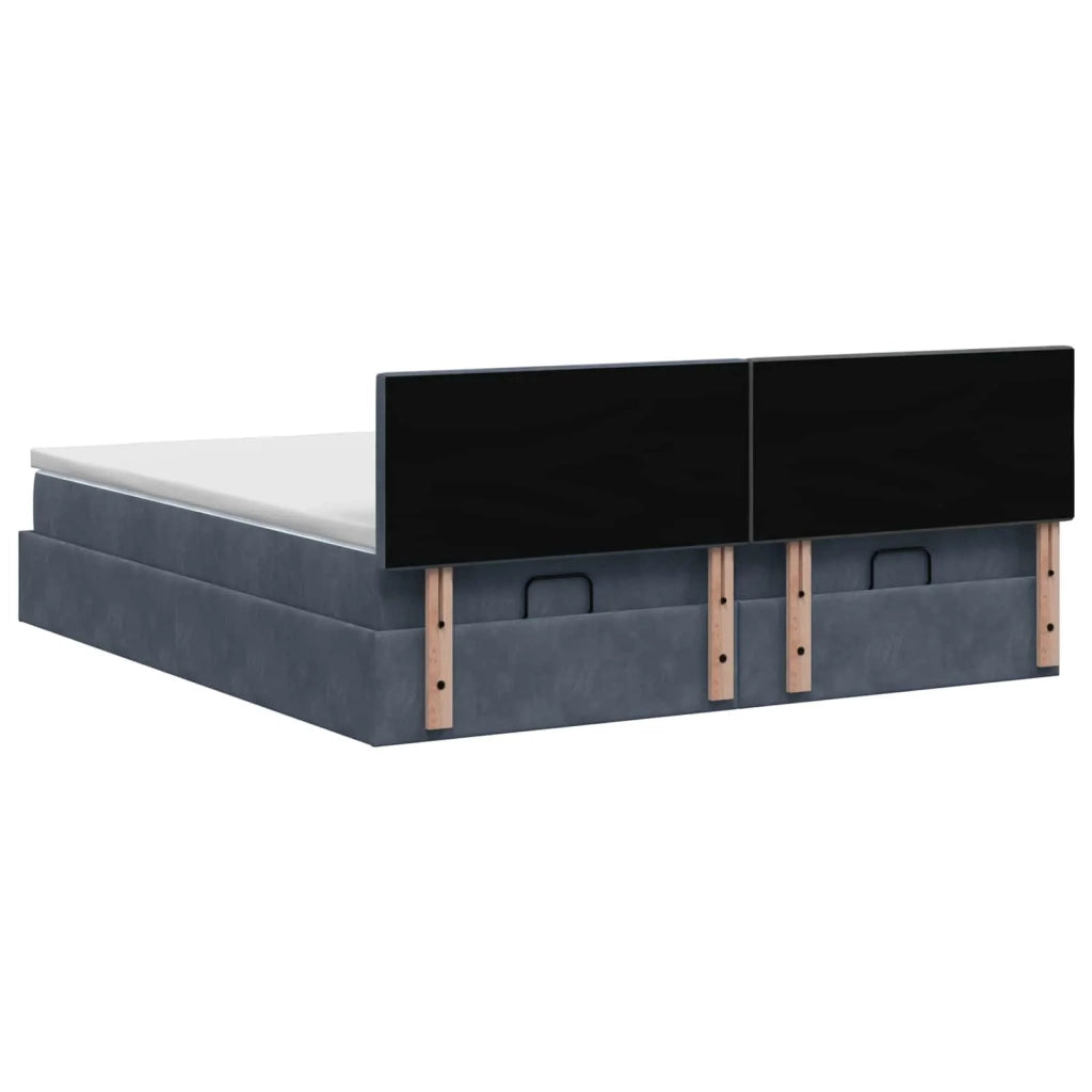 Letto Ottomano con Materasso e LED Grigio Scuro 200 x 200 cm 3457339