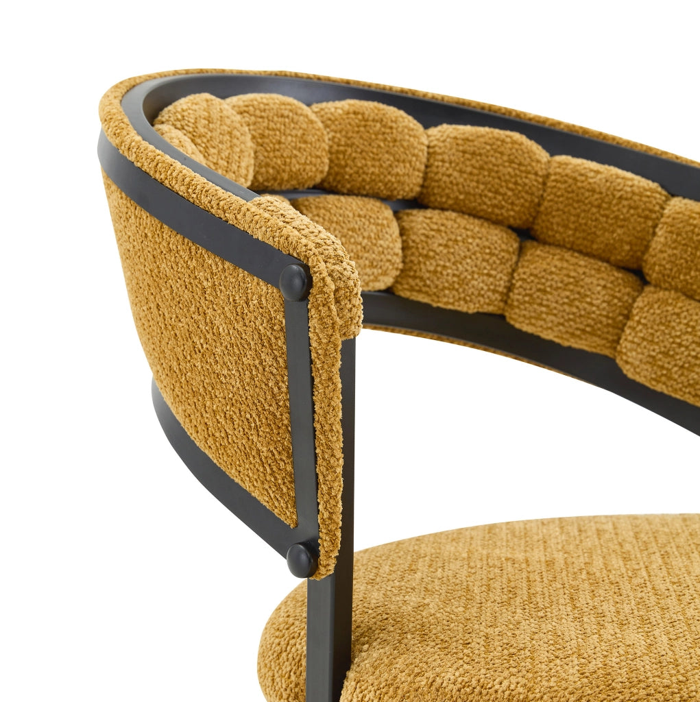 Set di 2 Sedie da Pranzo Gialle in Velluto con Struttura in Metallo Nero, Design Moderno con Schienale Avvolgente