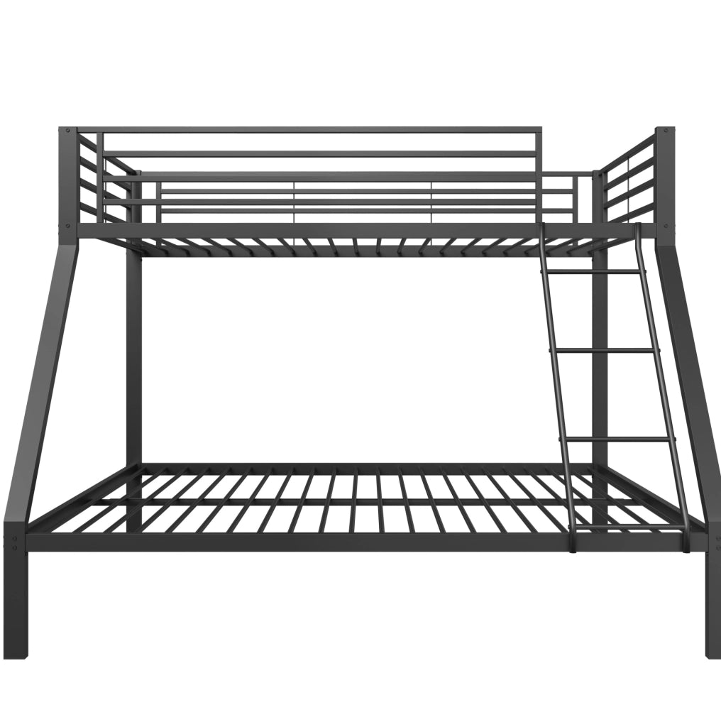 Letto a castello ULEVR in metallo nero 90x200 e 140x200 cm con scala reversibile e protezione anticaduta
