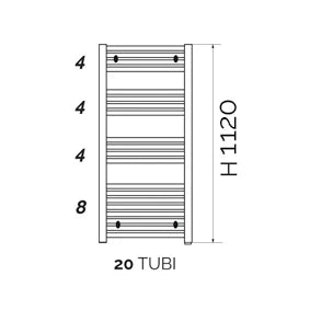 Termoarredo Kalura dritto nero opaco 112x45 cm