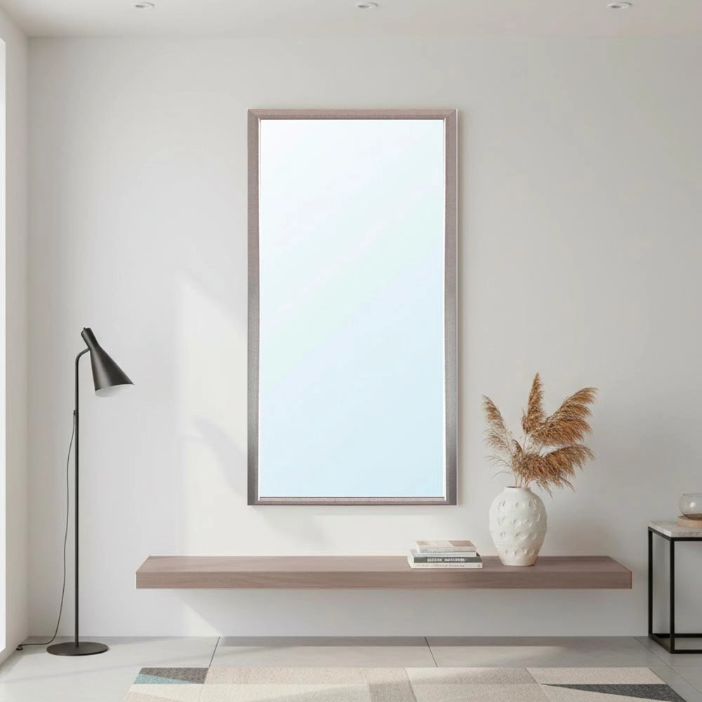 Specchiera Rettangolare con Cornice Sintesi tessuto grigio 127x65 cm. – Eleganza e raffinatezza