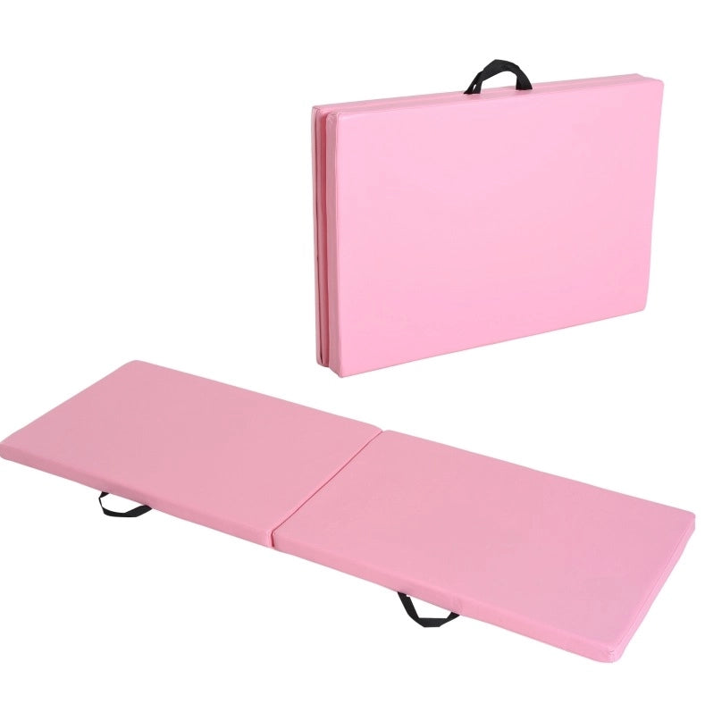 Tappetino da ginnastica pieghevole ULEVR rosa con maniglie, rivestimento sintetico antiscivolo e imbottitura in schiuma EPE