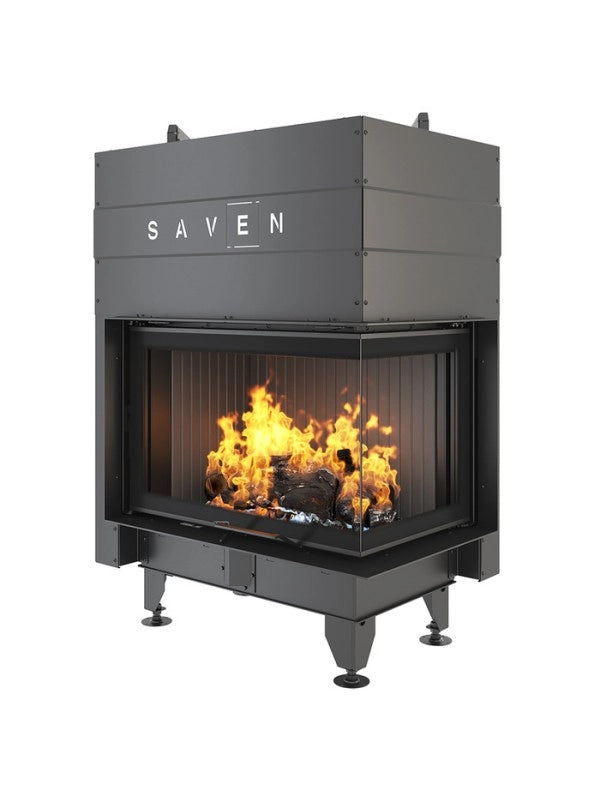 Caminetto ad angolo Nero Inserto Apertura destra Energy Up 75x50x47 (15,1 kW) ECO