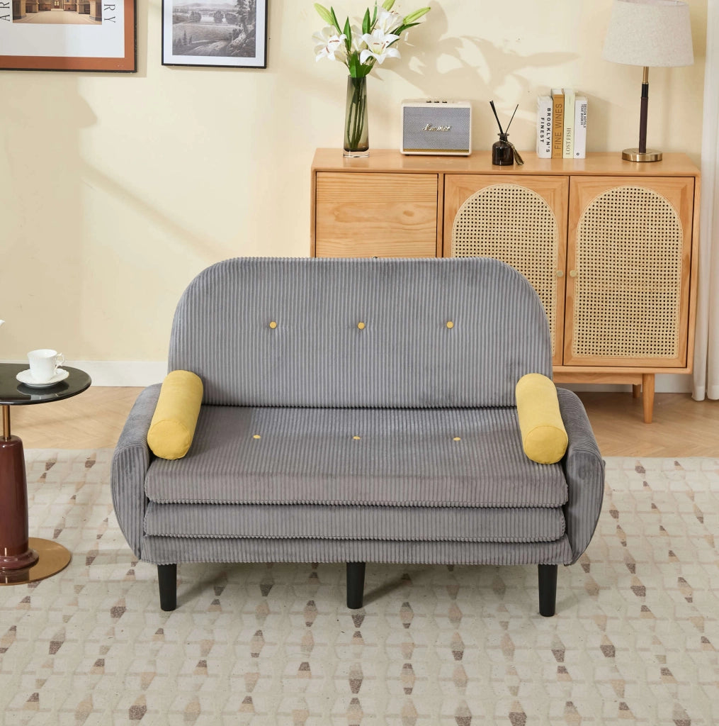 Divano Loveseat in Velluto Grigio con Contenitore, Poltrona Relax e Letto