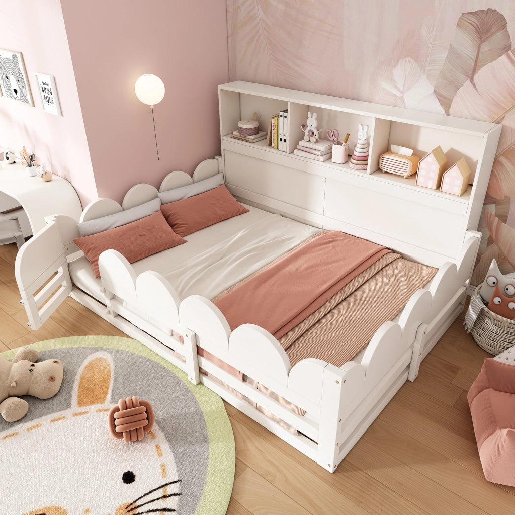 letto basso in legno bianco 140 x 200 cm