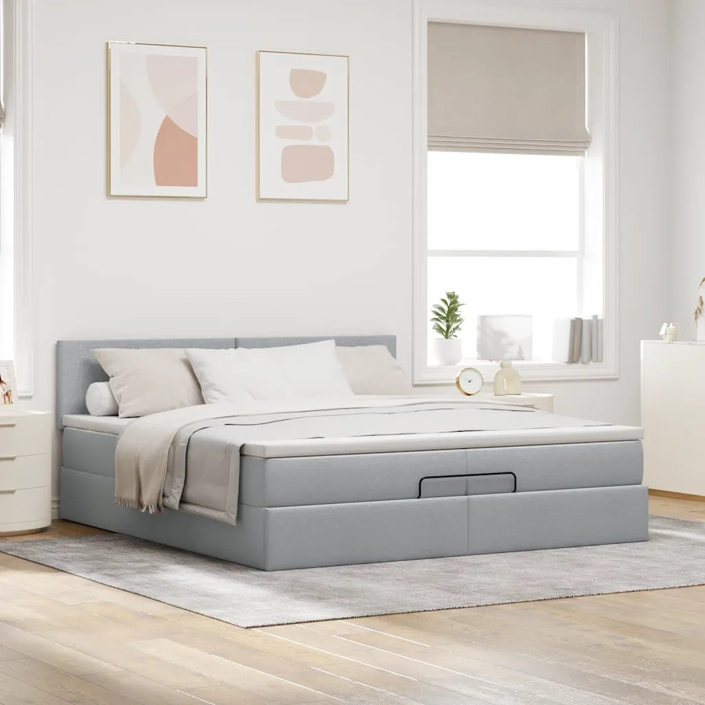 Struttura Letto Pouf con Materasso 200x200 cm in Tessuto 3311401