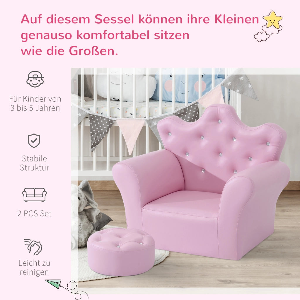 Divano per bambini con pouf ¨C zephmum ¨C rosa