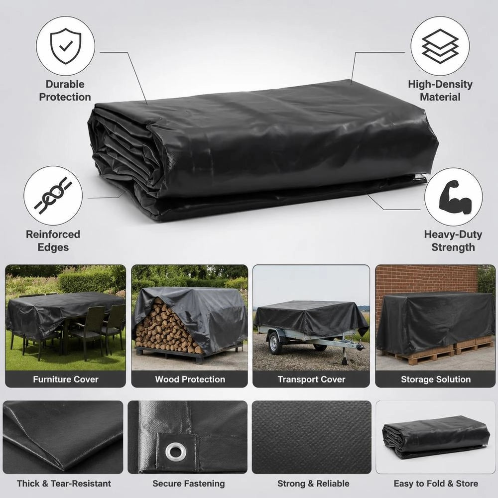 Tarpaulin, Anthracite, 3x6 M, 650 G/square Meter