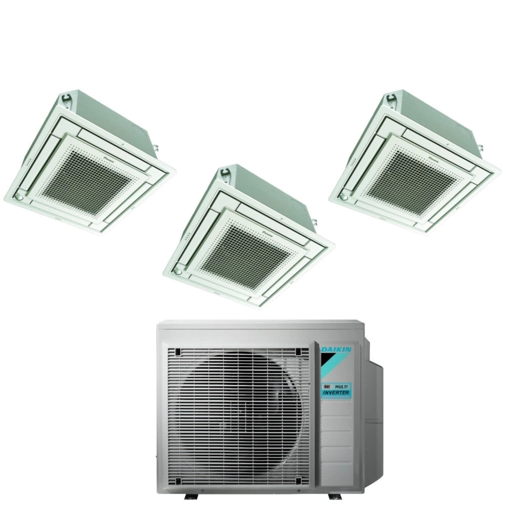 Climatizzatore Condizionatore Daikin Bluevolution Inverter Trial Split a Cassetta FFA-A 9+12+12 con 3MXM68N R-32 Wi-Fi Optional Con Griglia Bianca Inclusa 9000+12000+12000 - Garanzia Italiana