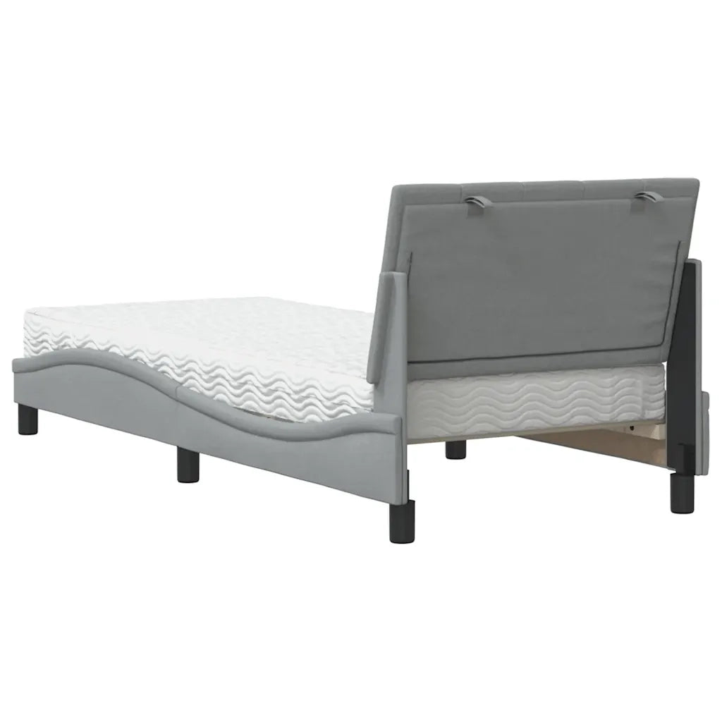 Letto con Materasso Hanko Grigio Chiaro 80x200 cm in Tessuto