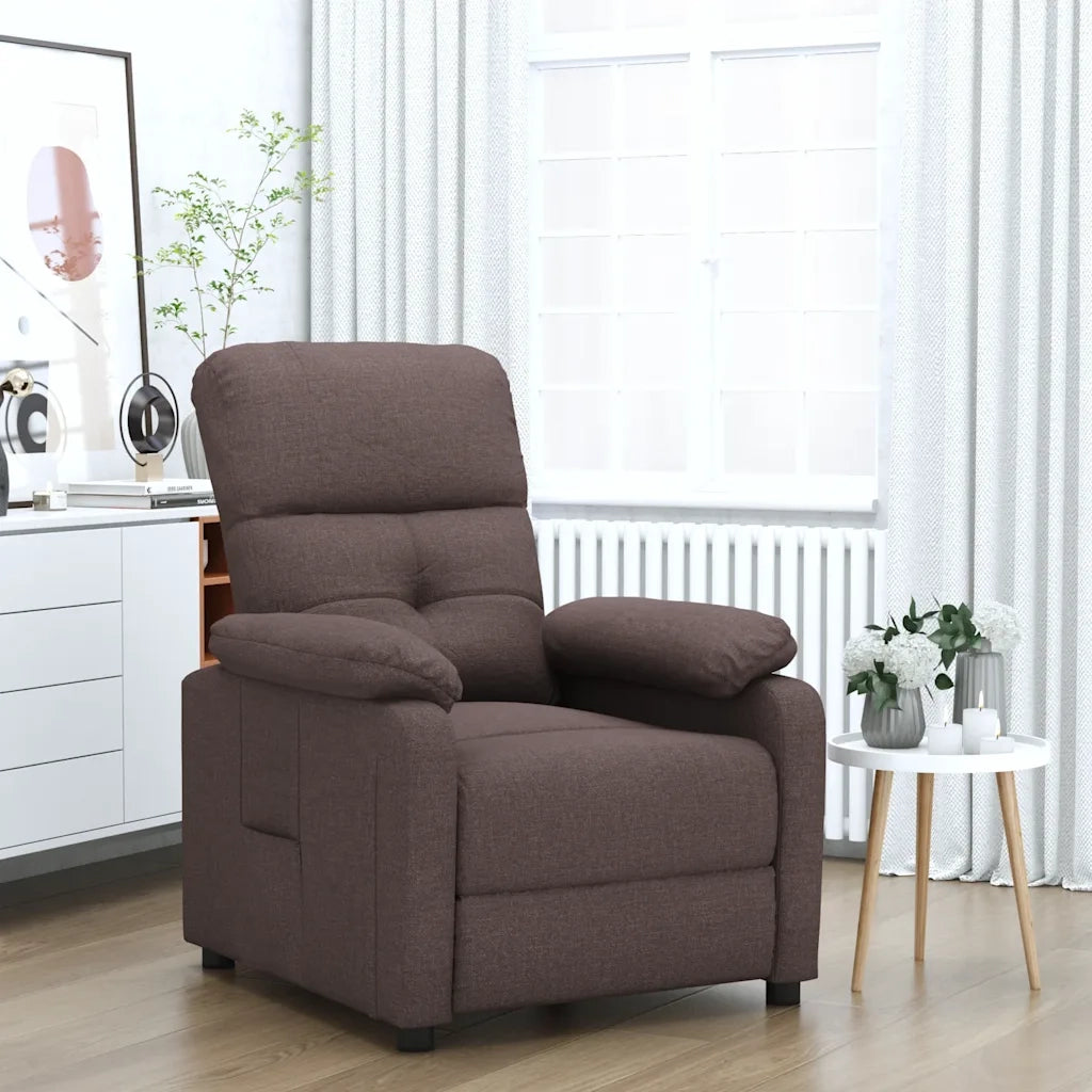 Poltrona Reclinabile Marrone Scuro in Tessuto 289667