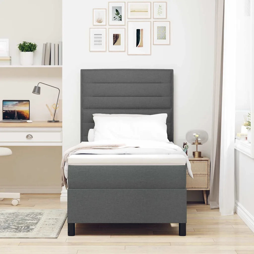 Letto a molle con materasso Grigio scuro 80 x 200 cm Tessuto