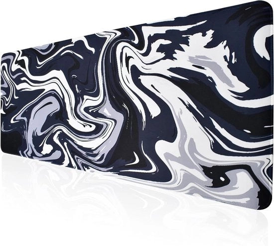 Gaming-muismat antislip grande 80x30x3 mm in nero e bianco per scrivania.