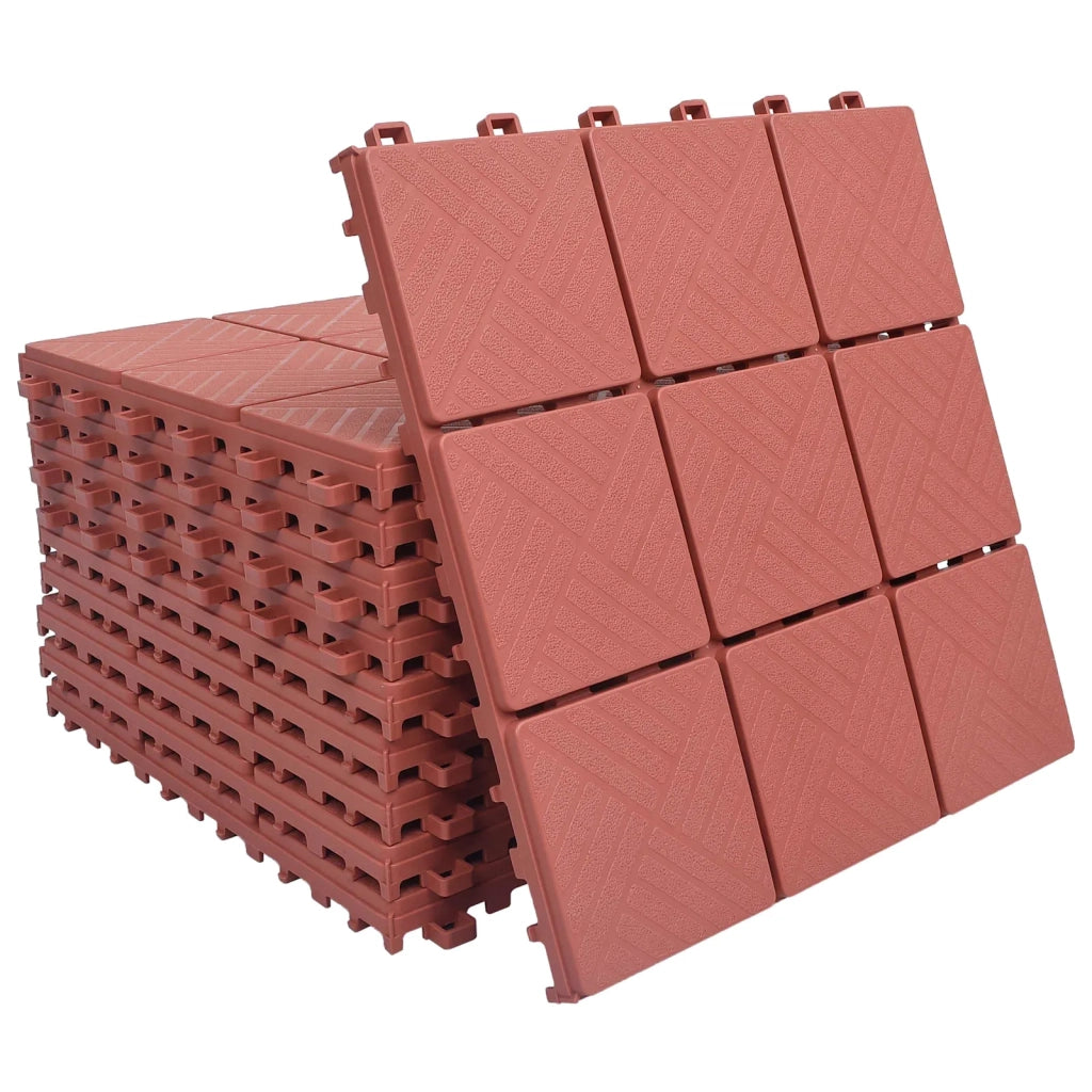 Piastrella per Decking 10 pcs Rosso 30,5 x 30,5 x 2,2 cm 42046713