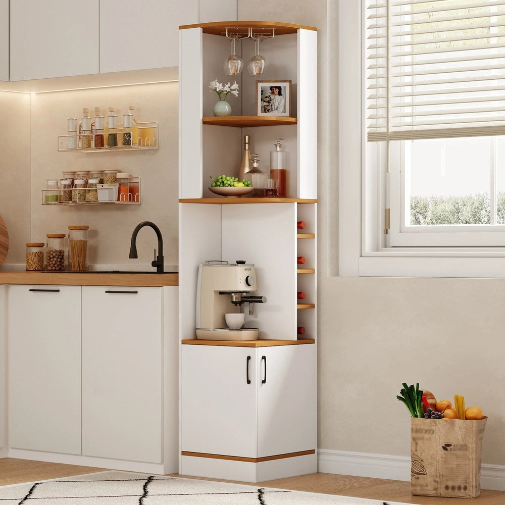 Mobile angolare per vino ¨C Minimal ¨C Bianco, legno, 40x40x182cm