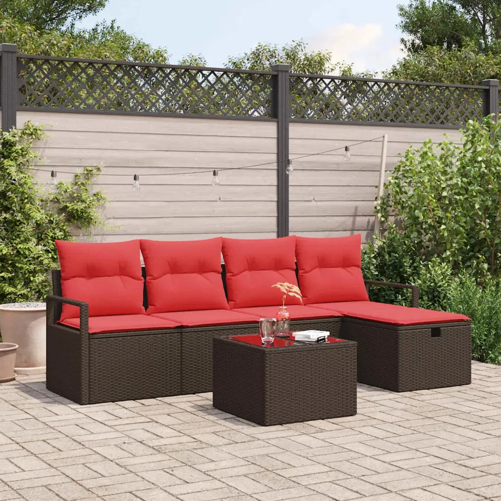 Set Divano da Giardino con cuscino 6 pcs Marrone polyrattan 3360505