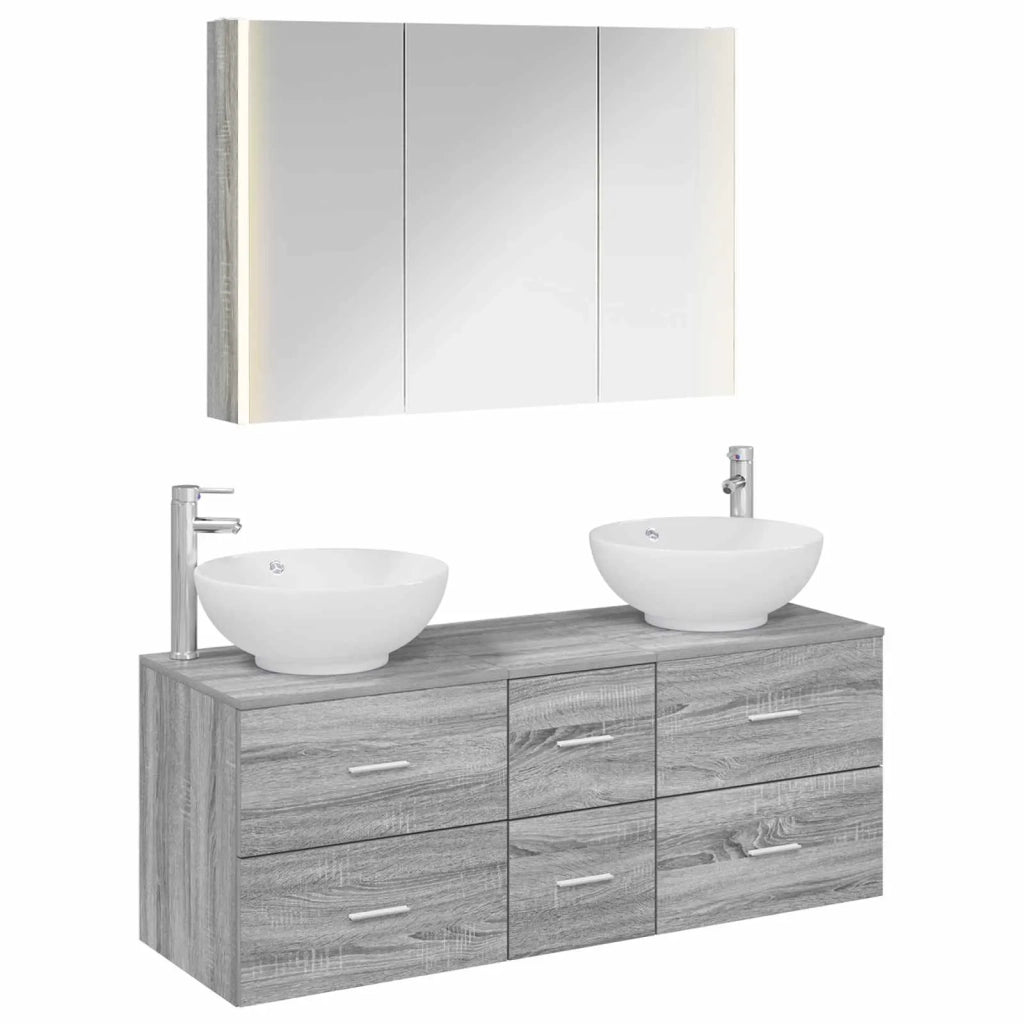 Set di mobili per il bagno 4 pz Sonoma grigio 3406988