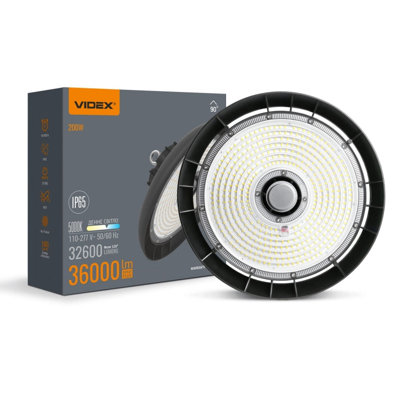 Lampada High Bay LED 200W IP65 nera VIDEX HB01