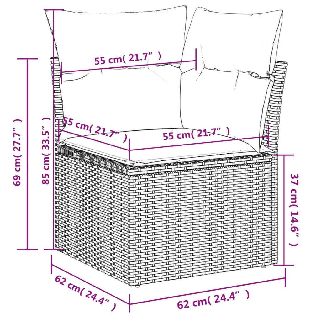 Set Divani da Giardino con Cuscini 7pz Nero Polyrattan 3222805