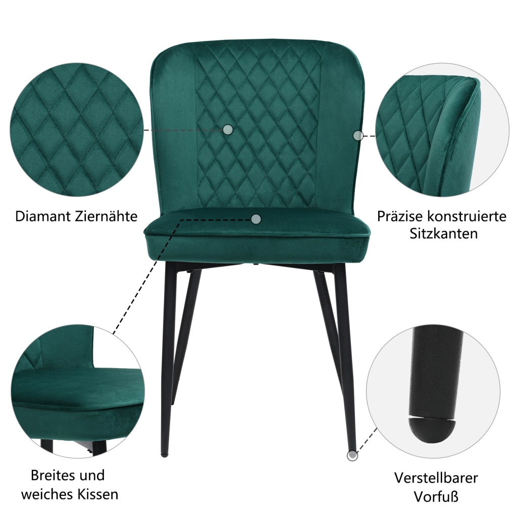 SEDIA da pranzo in velluto verde Set da 6 pezzi