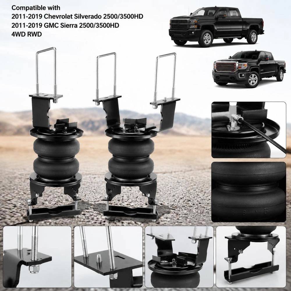 Airbag Suspension Kit, Air Spring Suspension Kit Compatible With 2011-2019 Chevrolet Silverado 2500/3500HD And GMC Sierra 2500/3500HD 4WD RWD, 5000 Lbs Load, 5 To 100 PSI
