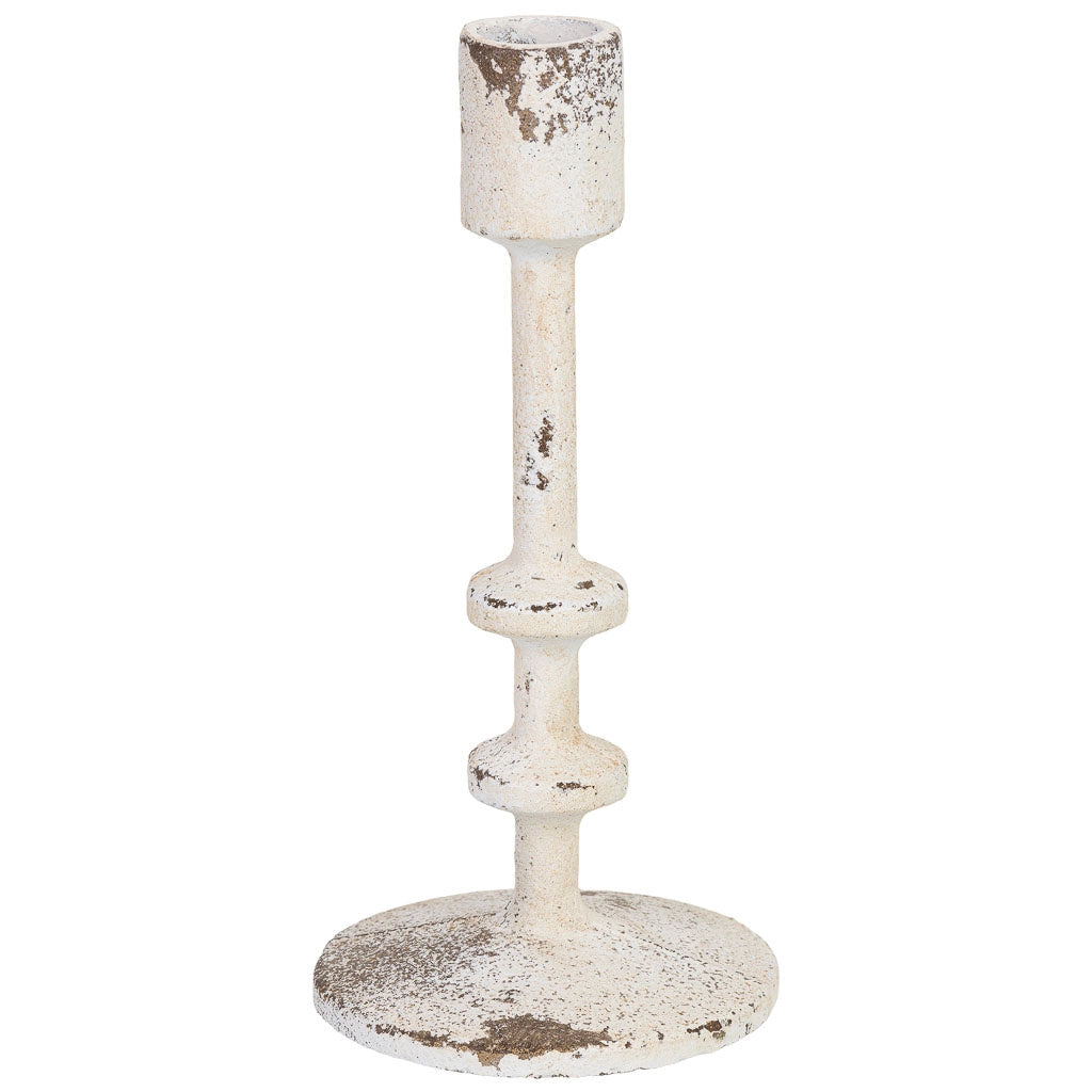 Candelabro in metallo bianco, 8,5x8,5x18 cm (altezza)