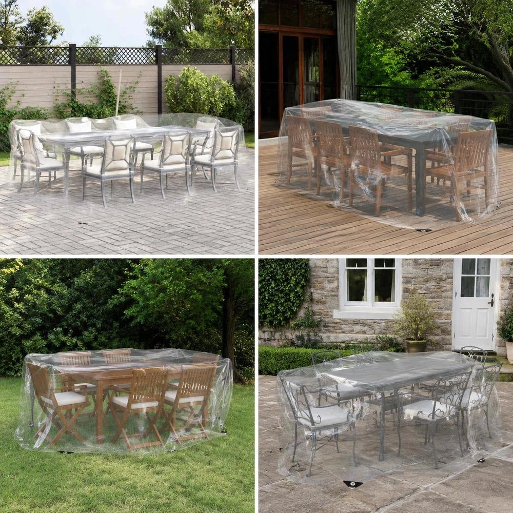 Telo trasparente con occhielli, 6x6 m, in PVC, robusto e versatile, ideale per esterni, giardino e campeggio