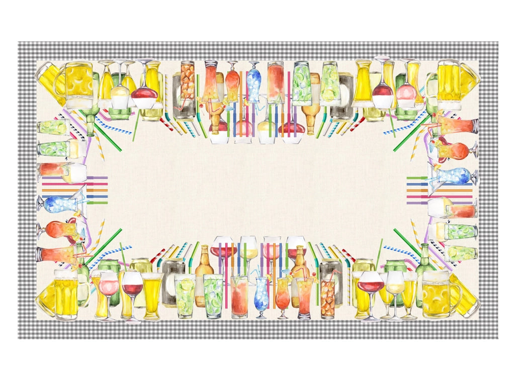 Tovaglia Copritavolo In 100% Cotone Stampa Digitale Dis. Drinks GI - 140x240 - Drinks