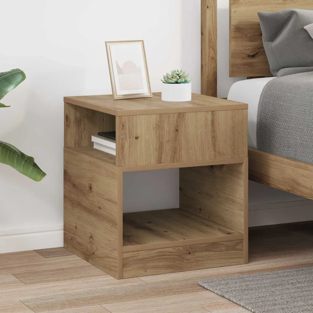 Tavolino | Tavolo laterale Rovere artigianale 40,5 x 40 x 45 cm Legno multistrato