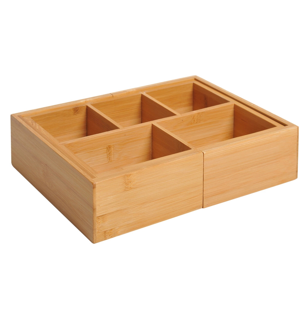 Organizer in Bambù Naturale Estensibile 24,6 x 17,6 x 7 cm per Cassetti con 5-7 Scomparti