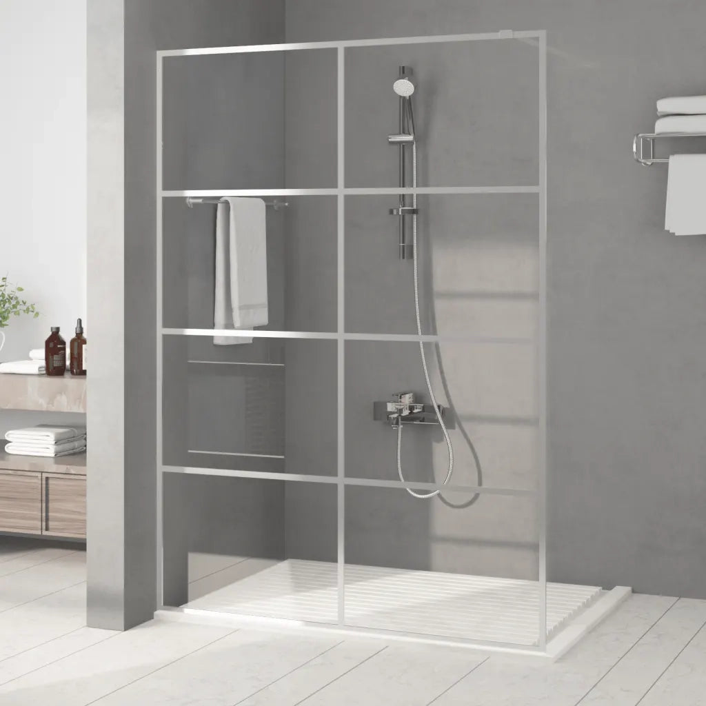 Parete Doccia Walk in Argento 140x195 cm Vetro Trasparente ESG 152139
