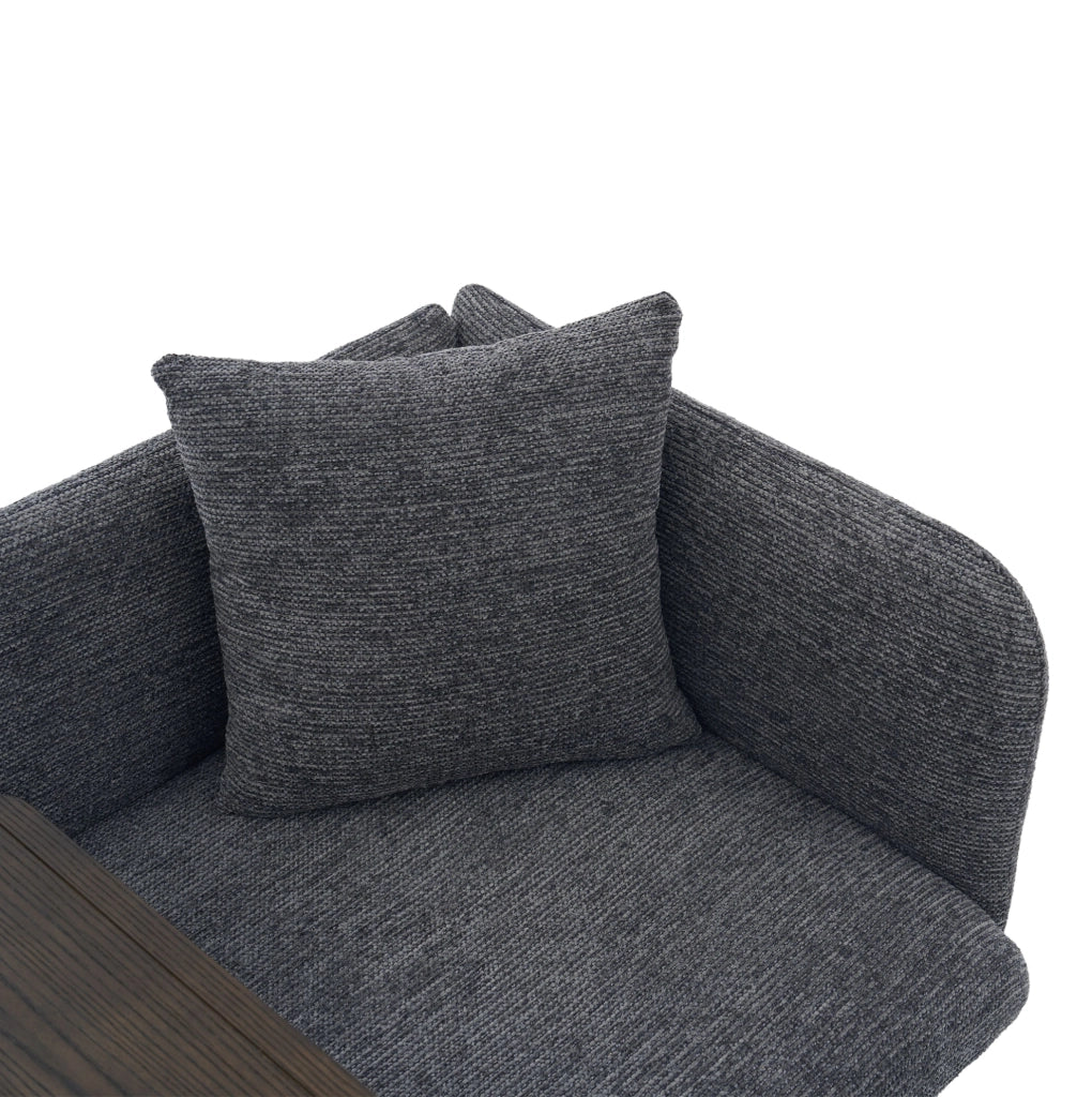 Poltrona relax in ciniglia grigio scuro con tavolino laterale e 2 tasche HOMVRA