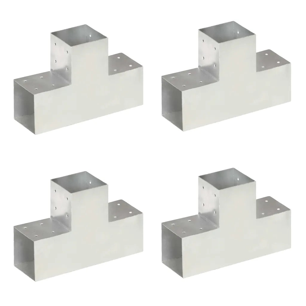 Connettori Pali a Forma di T 4 pz in Metallo Zincato 101x101 mm 145480